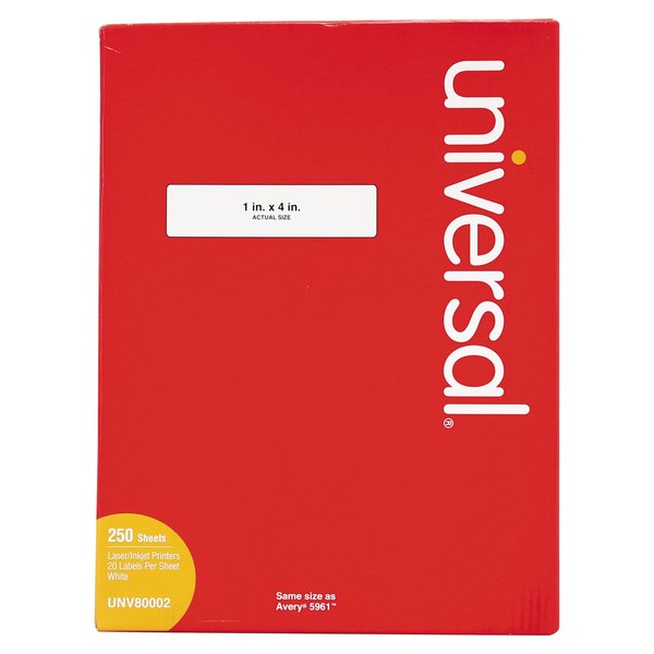 Universal 1" x 4" Permanent Label, Pk5000 UNV80002